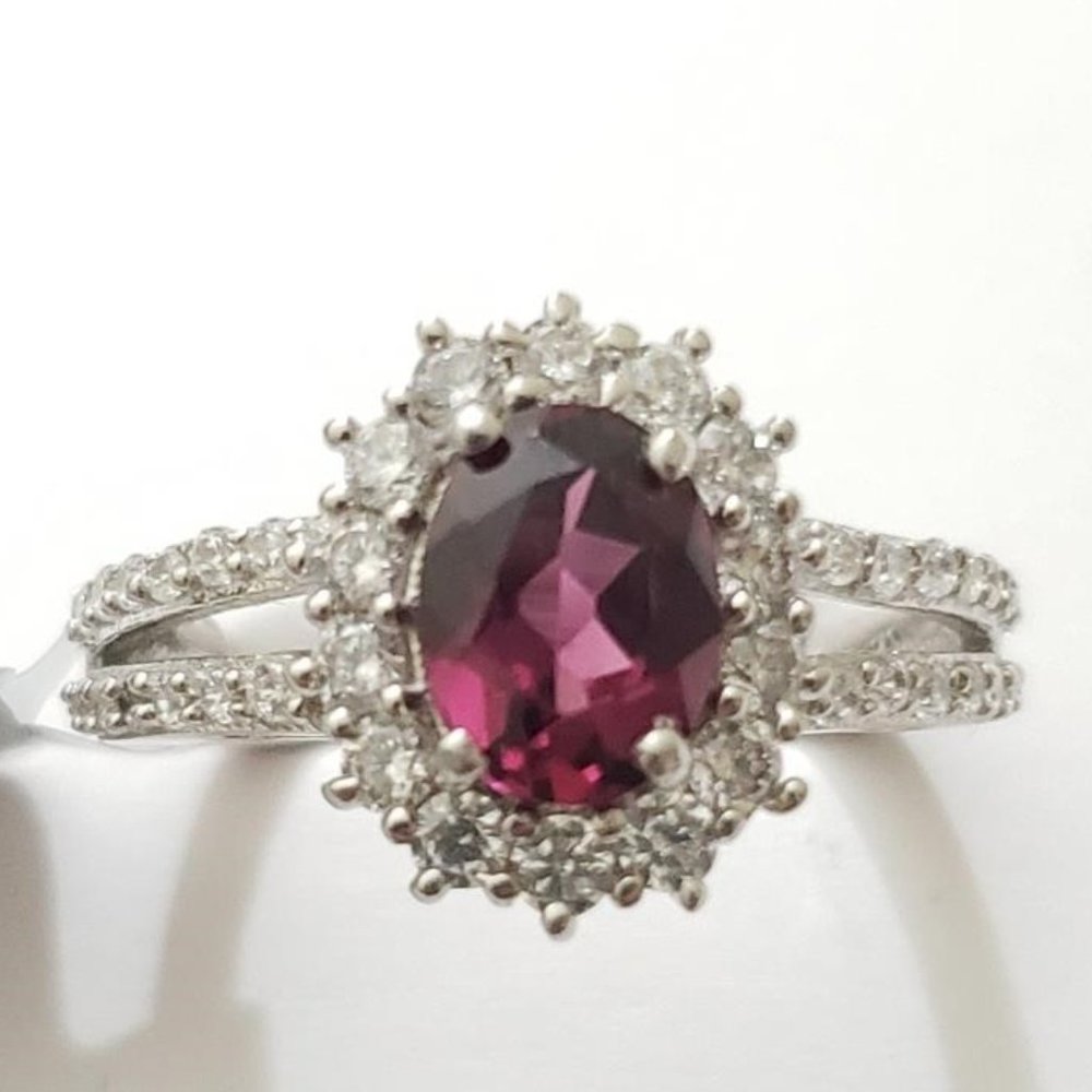 Garnet and Cubic Zirconia ring